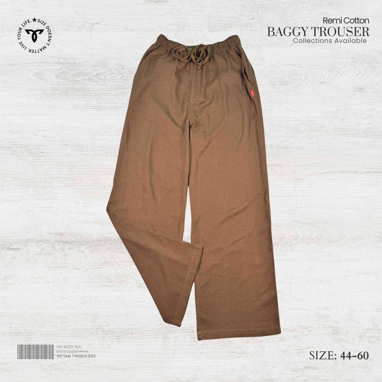 Warm Medium Brown Remi Cotton Baggy Trouser showcase 2