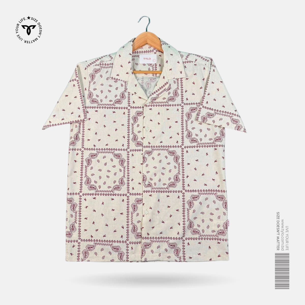 Beige Bandana Print CUBAN SHIRT showcase 1