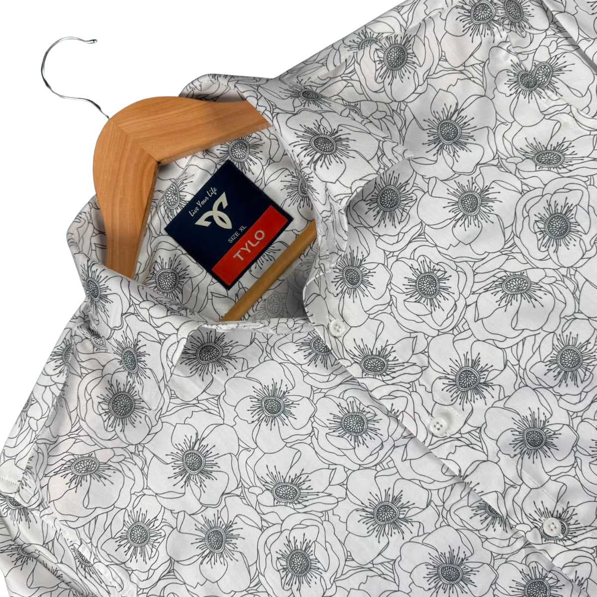 White and Grey Flower Shirt showcase 2