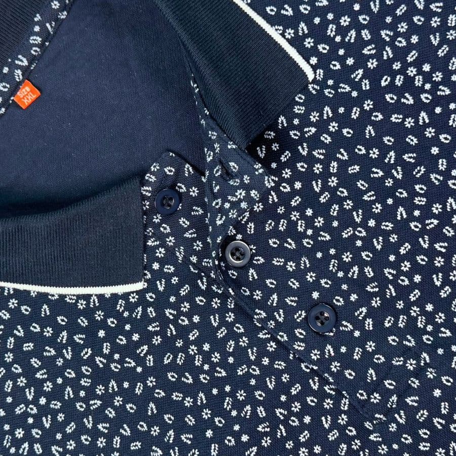 Navy Micro Dot Polo T-shirt showcase 2