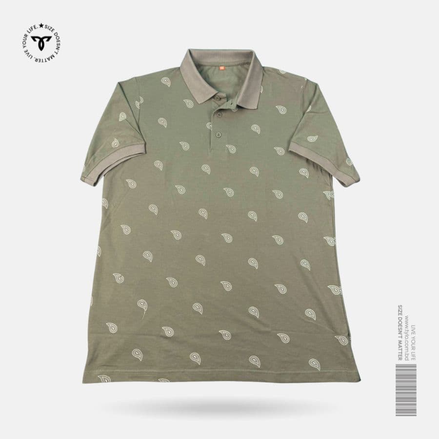 Olive Paisley Polo T-shirt showcase 1