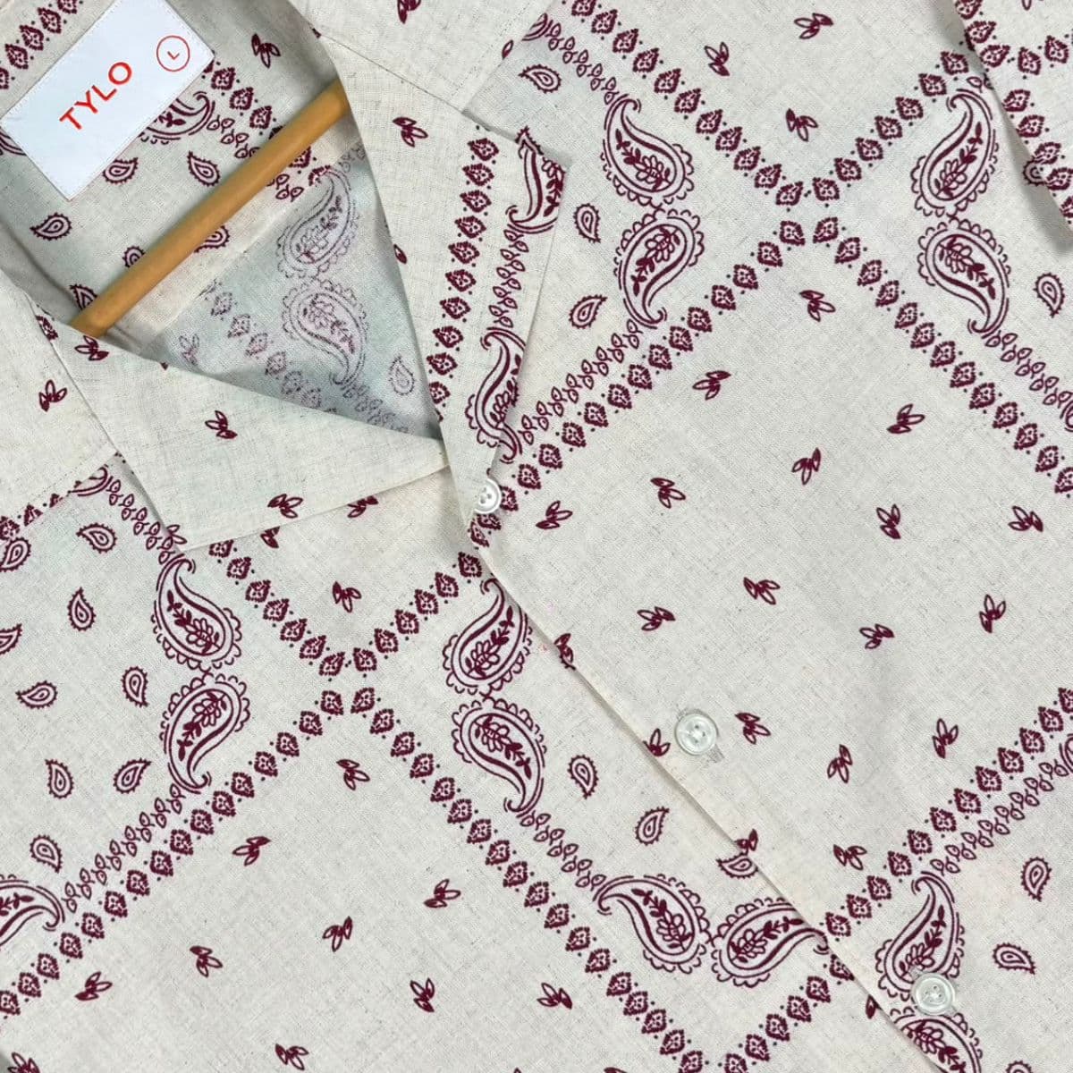 Beige Bandana Print CUBAN SHIRT showcase 3