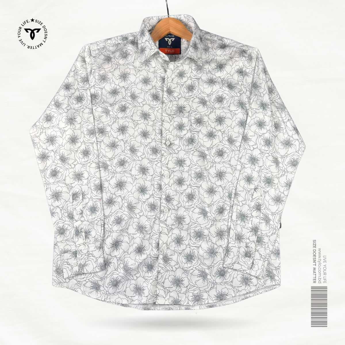 White and Grey Flower Shirt