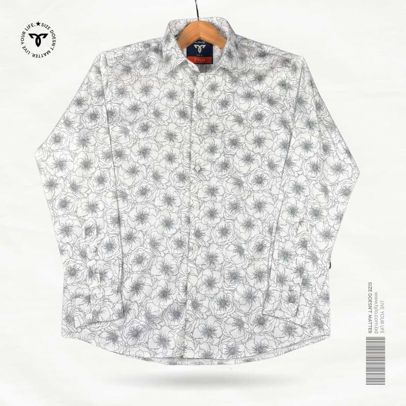 White and Grey Flower Shirt