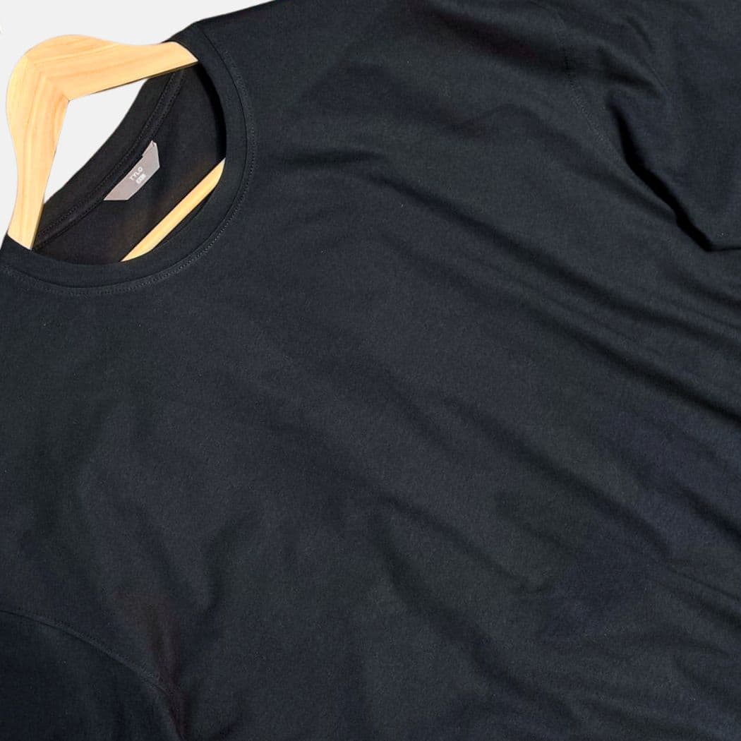 Black Solid Drop Shoulder T-Shirt showcase 1