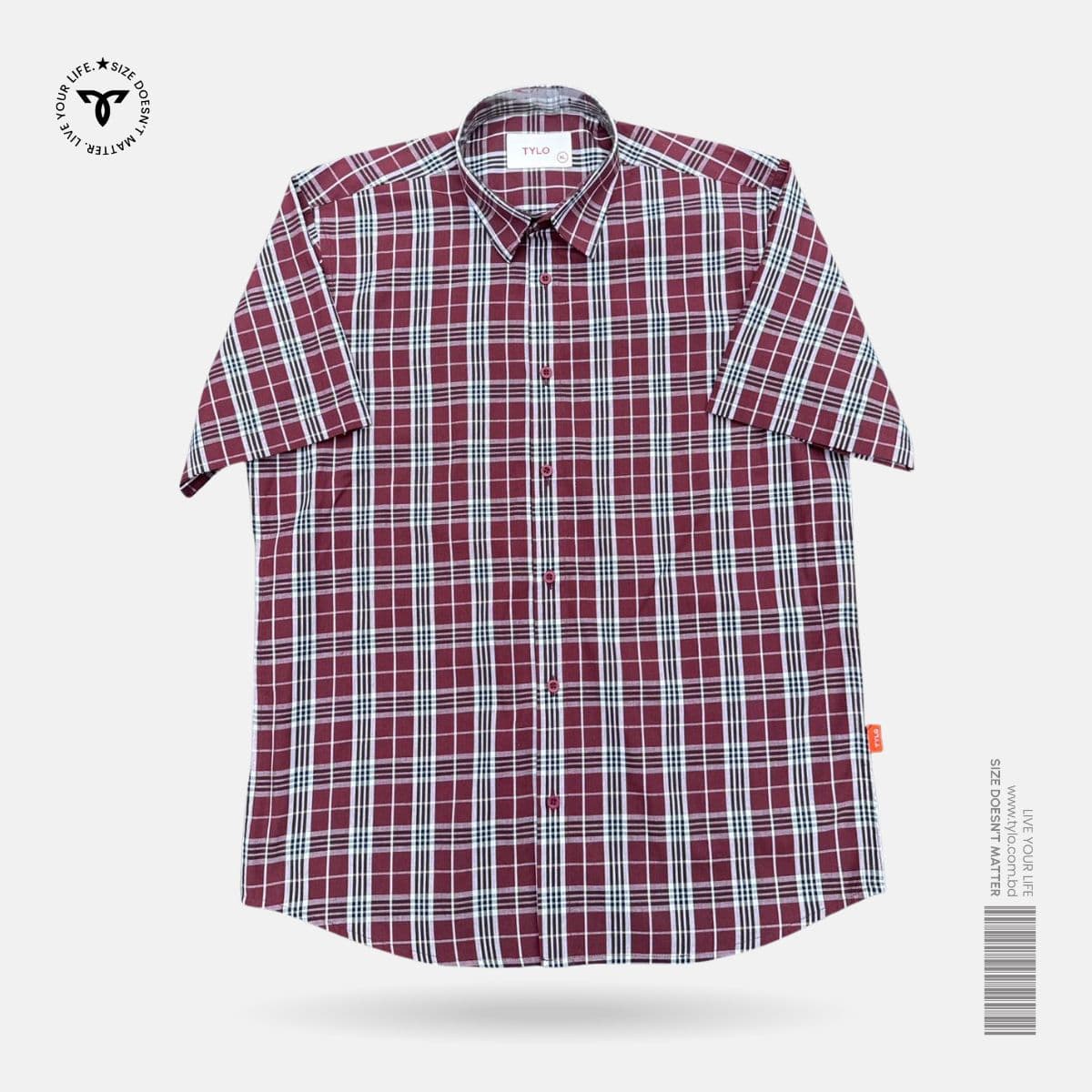 TYLO Half Sleeve Shirt – Maroon & Navy Grid showcase 1