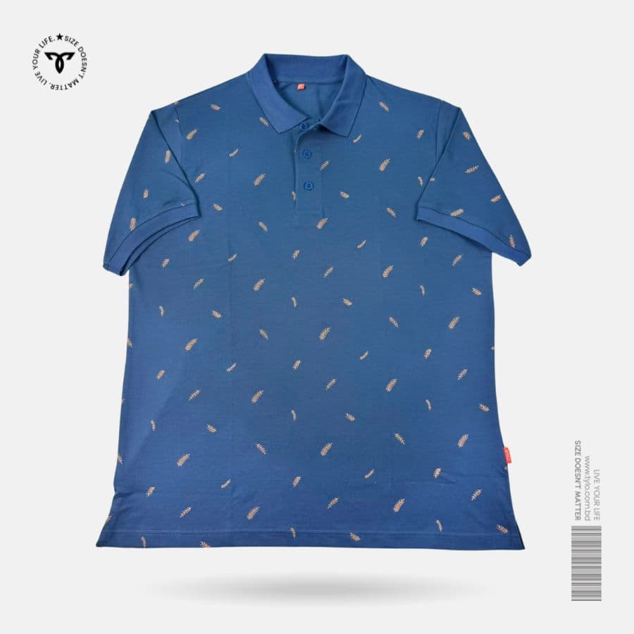 Steel Blue Fern Polo T-shirt showcase 1