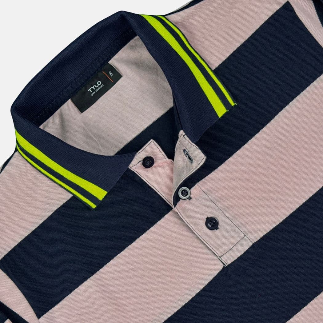 TYLO Bold Stripe Polo Shirt – Blush Navy alternate