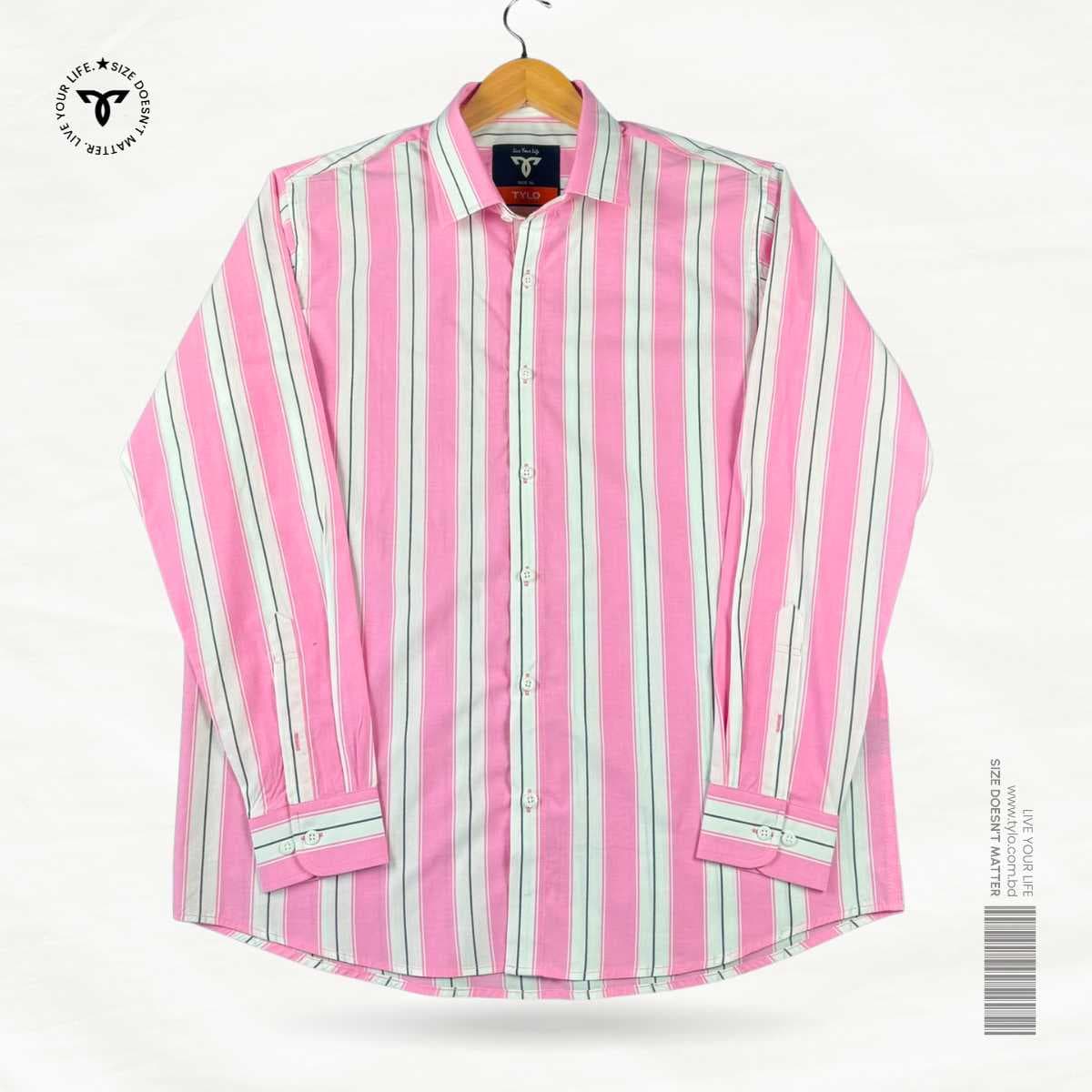 Pink and White Block Stripe Shirt