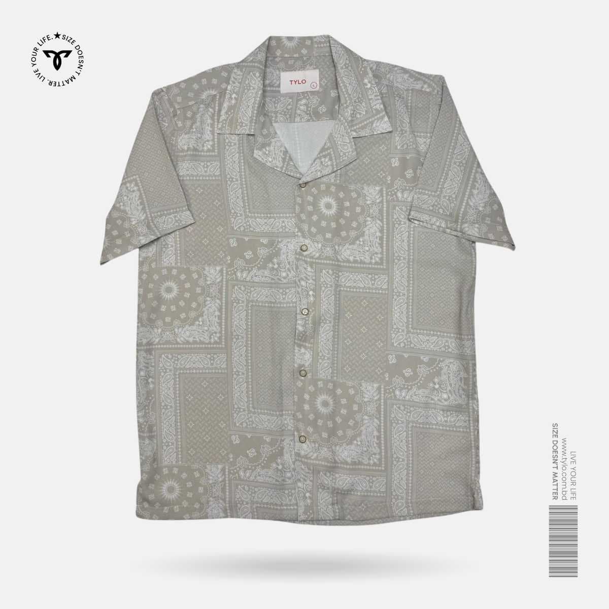 Beige Paisley Cuban Shirt showcase 1