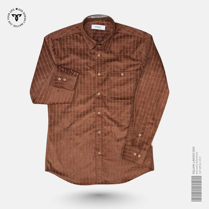 Rust Windowpane Corduroy Shirt