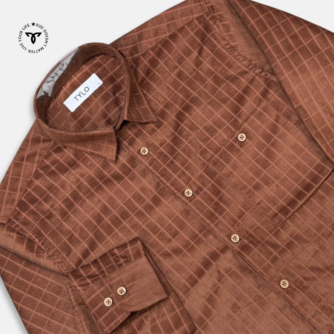 Rust Windowpane Corduroy Shirt