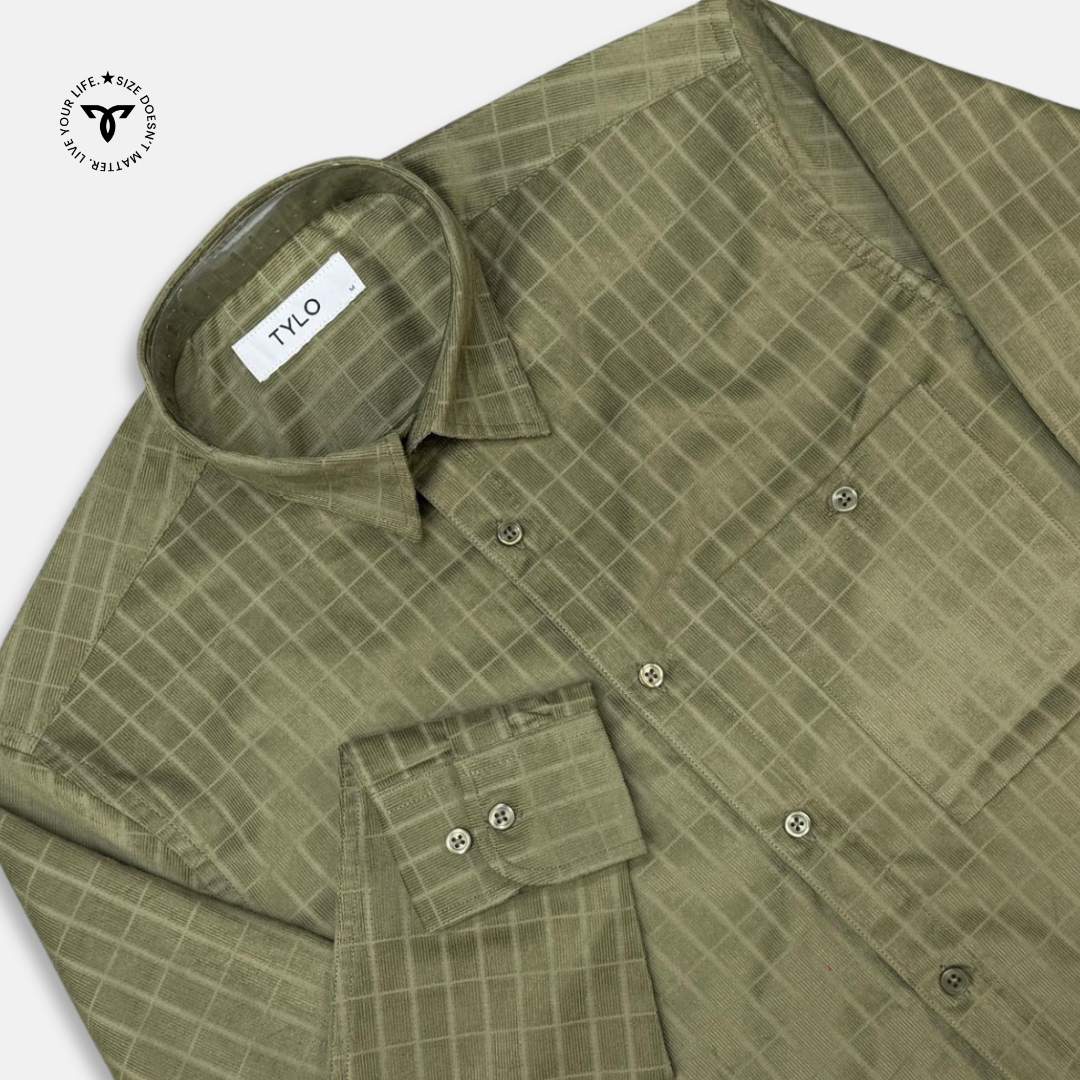 Olive Micro Corduroy Shirt