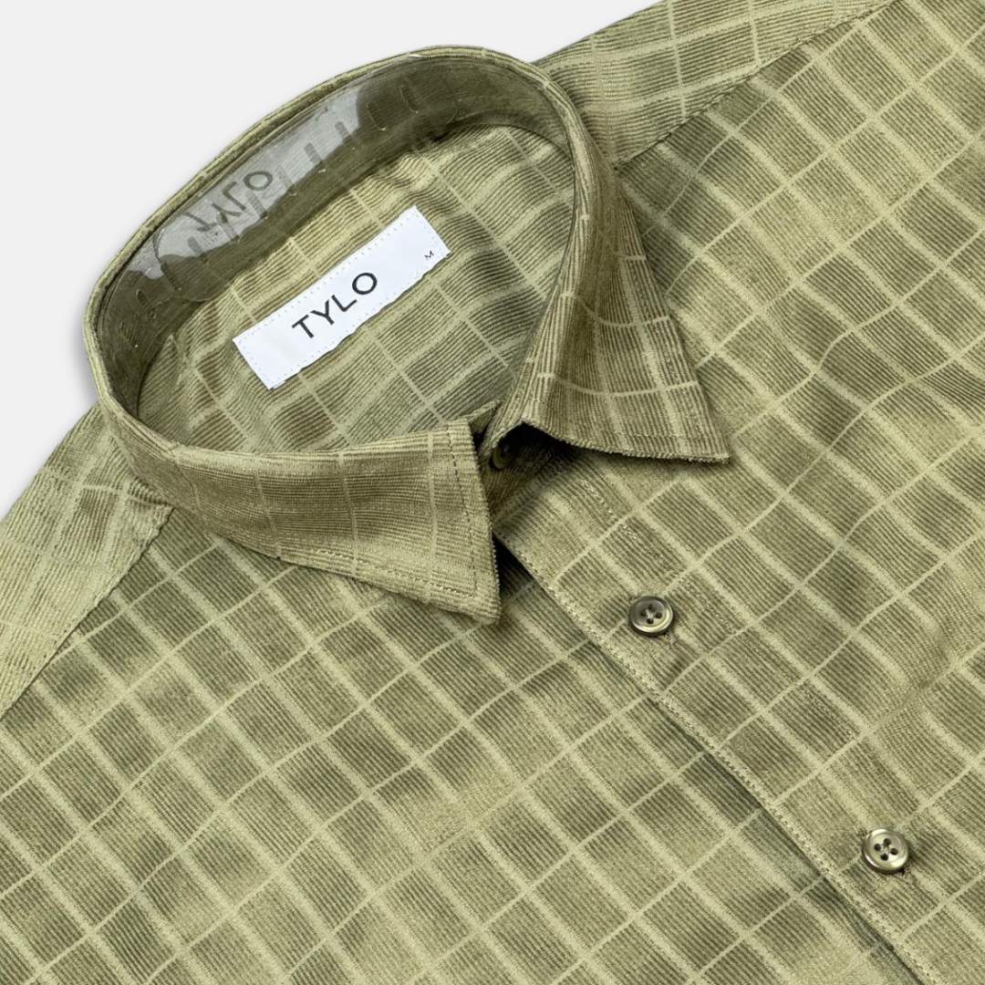 Olive Micro Corduroy Shirt