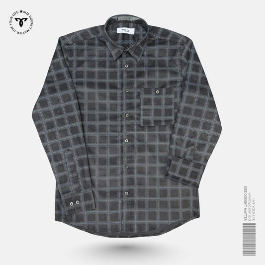 Charcoal Grid Corduroy Shirt