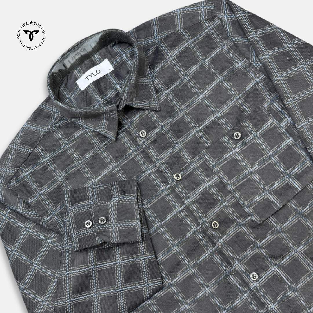 Charcoal Grid Corduroy Shirt