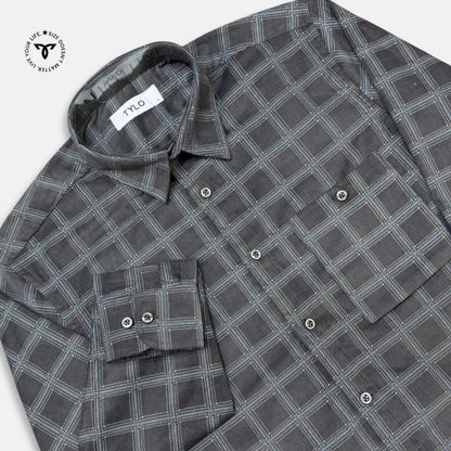 Charcoal Grid Corduroy Shirt