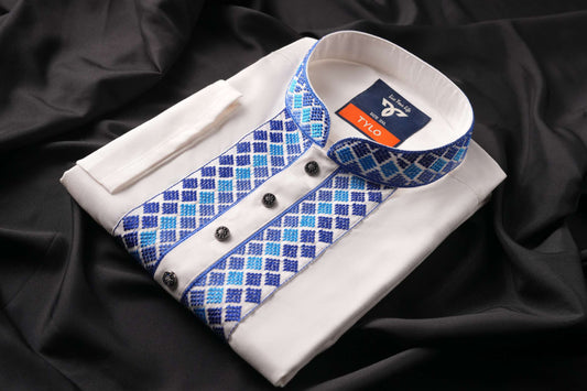 White Cyan Premium Panjabi