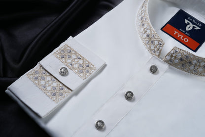 Pearl White Exclusive Panjabi